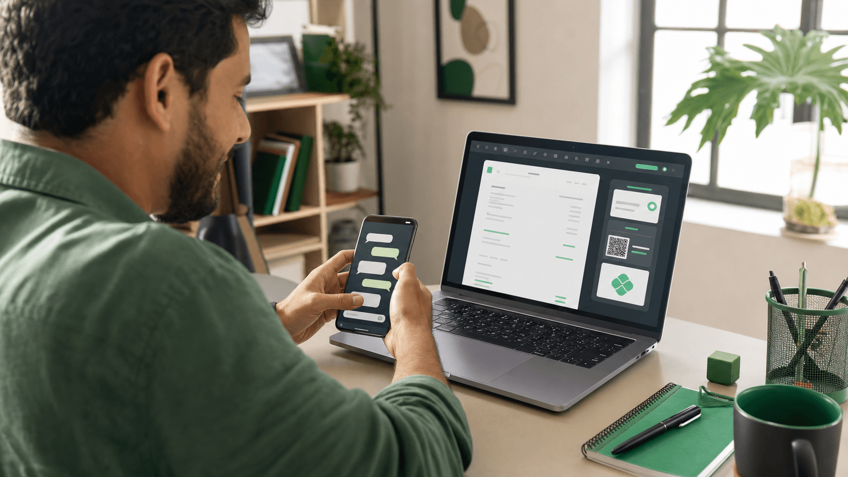 Profissional autônomo usando o Recibou para gerar um recibo em PDF e enviar a cobrança pelo WhatsApp.